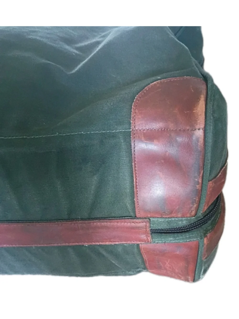 ORVIS BATTENKILL-Green Canvas/Leather Double Zip & Handle Clamshell Carryall-VTG